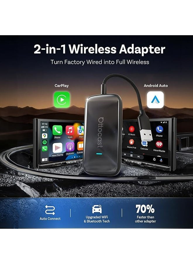Ottocast Play2Video Ultra Wireless CarPlay & Android Auto Adapter | Android 12 Smart Multimedia AI Box with Dual Wi-Fi 6, 4GB RAM, 32GB Storage, Netflix, YouTube, Prime Video, Spotify, IPTV, 1080P Full HD Streaming, USB Media Support, Auto Connect - Image 2