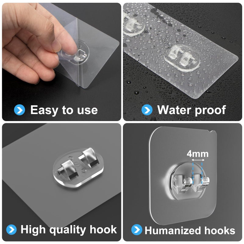 FEPTUASE Shower Caddy Adhesive Replacement, Transparent Strong Adhesive Hooks, No Drilling, Waterproof, for Shower Caddy, Bathroom Storage Shelves and Kitchen Racks (Single*6pcs) - Image 4