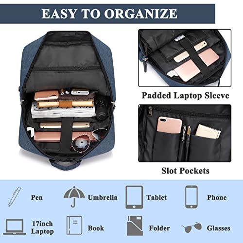 VASCHY Business Laptop Backpack for 17 inch Computer With Built-in Charging Cable USB Port Lightweight Rucksack - Image 3