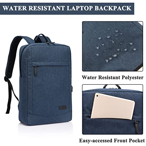 VASCHY Business Laptop Backpack for 17 inch Computer With Built-in Charging Cable USB Port Lightweight Rucksack - Image 4