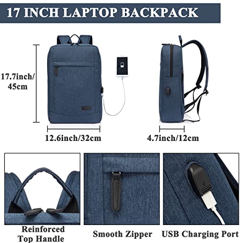 VASCHY Business Laptop Backpack for 17 inch Computer With Built-in Charging Cable USB Port Lightweight Rucksack - Image 2