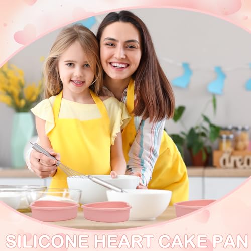 HEYTIMI 6 PCS Silicone Heart Shaped Cake Pans 5 Inches Mini Heart Shaped Cake Pans Nonstick Heart Baking Cake Mold for Birthday, Wedding (pink, 5inch-6pack) - Image 5