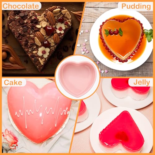 HEYTIMI 6 PCS Silicone Heart Shaped Cake Pans 5 Inches Mini Heart Shaped Cake Pans Nonstick Heart Baking Cake Mold for Birthday, Wedding (pink, 5inch-6pack) - Image 4
