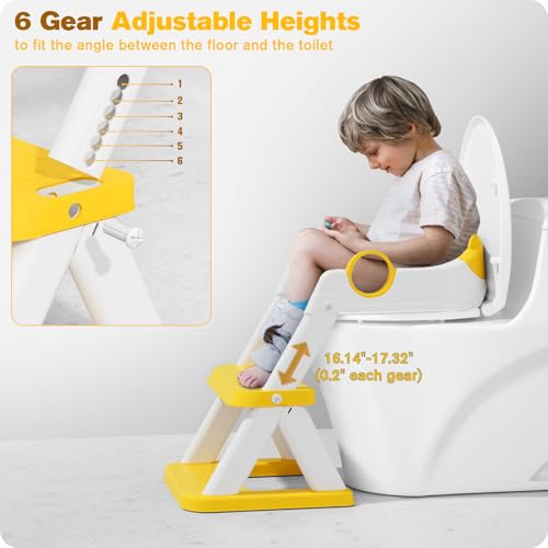 Rabb 1st Potty Training Seat, Upgrade Toddler Toilet Seat for Kids Boys Girls, 2 in 1 Potty Training Toilet, Splash Guard Anti-Slip Pad Step Stool(Yellow) - Image 4
