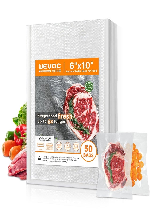 Wevac Vacuum Sealer Bags - 50 Count (6″×10″), Heavy-Duty BPA-Free Food Storage Bags, Puncture-Resistant, Freezer & Sous Vide Safe, Compatible with All Vacuum Sealers - Image 1
