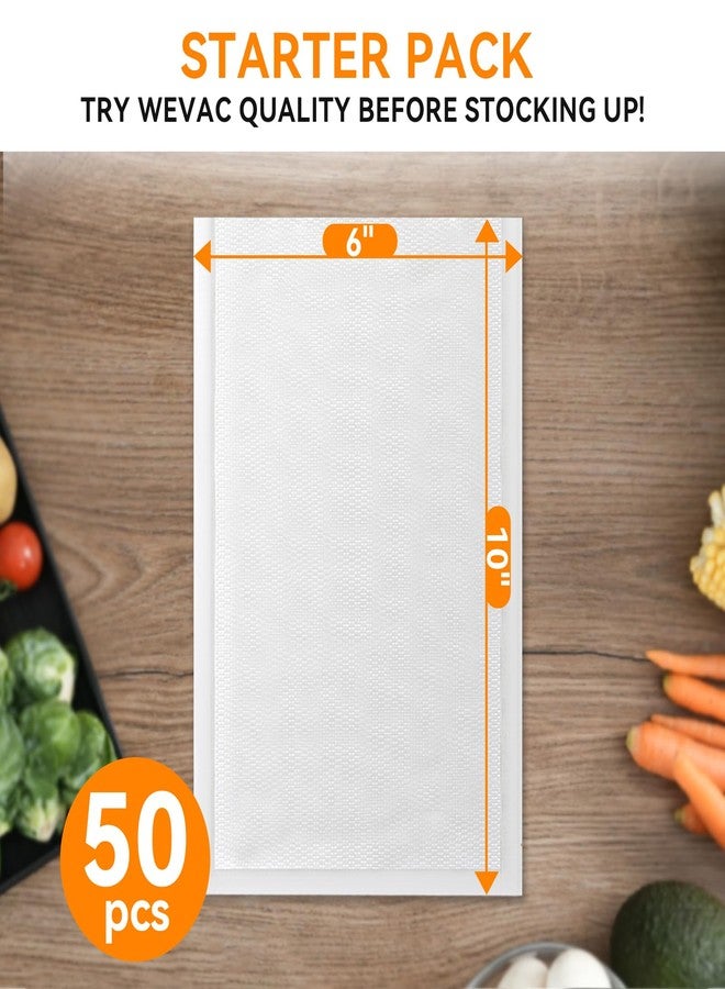 Wevac Vacuum Sealer Bags - 50 Count (6″×10″), Heavy-Duty BPA-Free Food Storage Bags, Puncture-Resistant, Freezer & Sous Vide Safe, Compatible with All Vacuum Sealers - Image 2