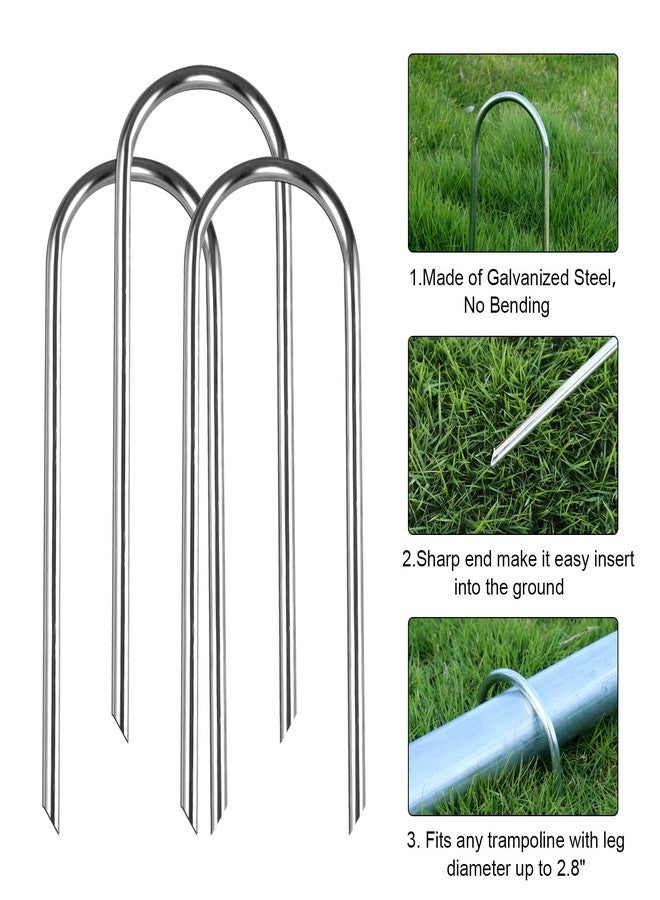 synoratory Trampolines Wind Stakes Heavy Duty U Type Sharp Ends Safety 12inch Ground Anchor Galvanized Steel for Soccer Goals, Camping Tents and Huge Garden Decoration (Trampoline Anchors 8pcs) - Image 5
