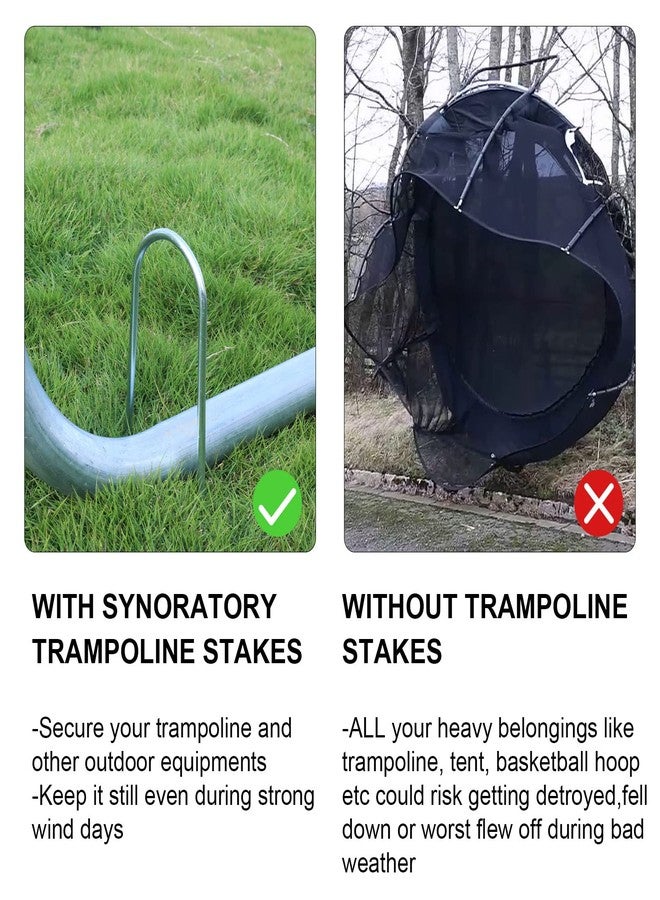 synoratory Trampolines Wind Stakes Heavy Duty U Type Sharp Ends Safety 12inch Ground Anchor Galvanized Steel for Soccer Goals, Camping Tents and Huge Garden Decoration (Trampoline Anchors 8pcs) - Image 2