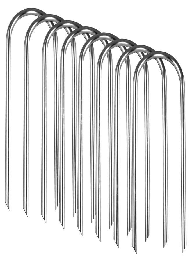synoratory Trampolines Wind Stakes Heavy Duty U Type Sharp Ends Safety 12inch Ground Anchor Galvanized Steel for Soccer Goals, Camping Tents and Huge Garden Decoration (Trampoline Anchors 8pcs) - Image 1