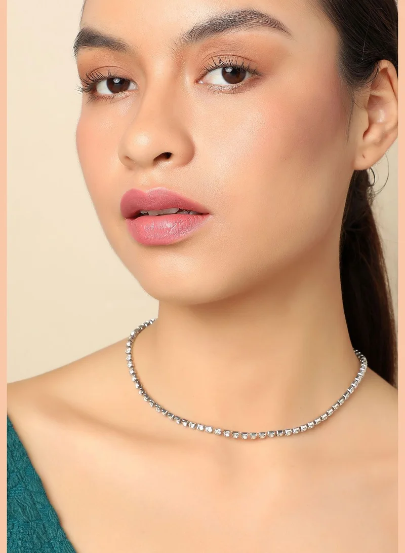 سوهي عقد كاجوال مزينة مطلية بالفضة للنساء