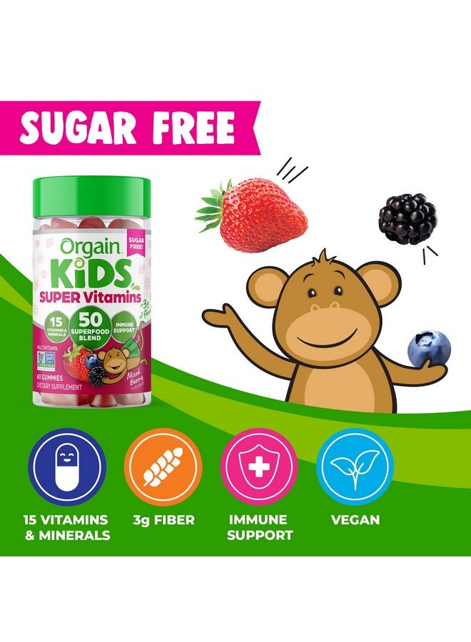 أورجين حلوى جيلاتينية متعددة الفيتامينات خالية من السكر من أورجين كيدز، نباتية ونباتية، 50 نوعًا من الأطعمة الفائقة، 15 فيتامين ومعادن، تدعم المناعة و3 جرام من الألياف، بنكهة التوت المختلط، للأعمار من 4 سنوات فما فوق، إمداد لمدة شهر واحد (60 حلوى جيلاتينية) - Image 3