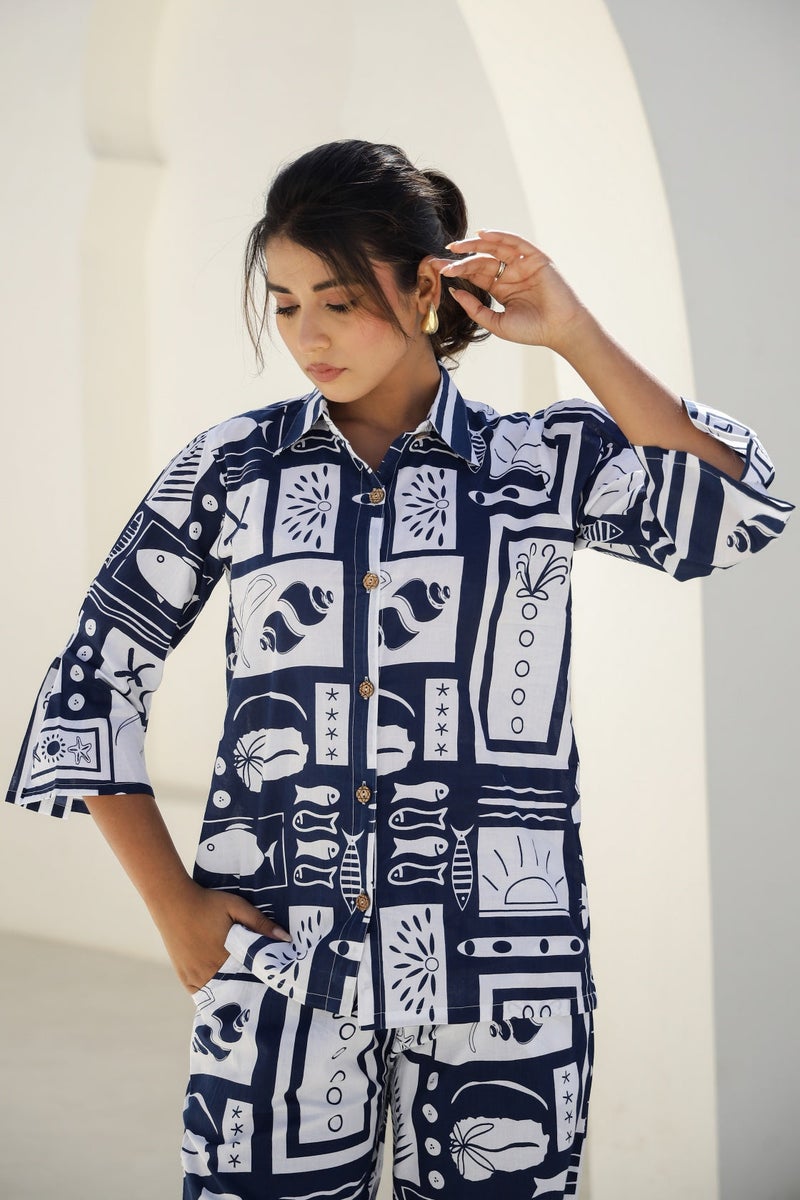 Label Flavia طقم متناسق باللون الأزرق البحري للنساء - Image 4