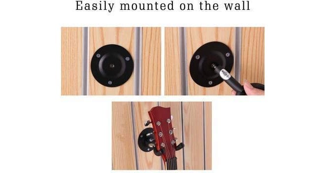 TechBlaze Guitar Stand Wall Mount, Metal Body Guitar Display Bracket Hanger Hook Guitar Holder Stand for Bass Electric Acoustic Guitar & Ukulele Hanger - Pack of 2 - Image 4
