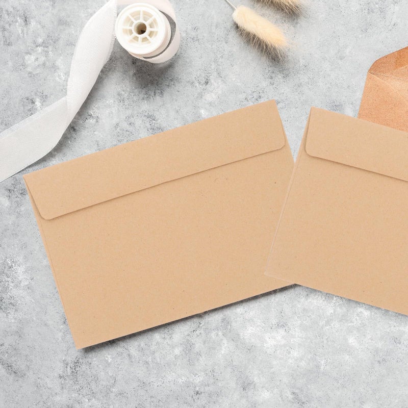 50 Pcs Kraft Paper Envelopes Self Seal Blank Invitation Photo Mailing Office Use - Image 5