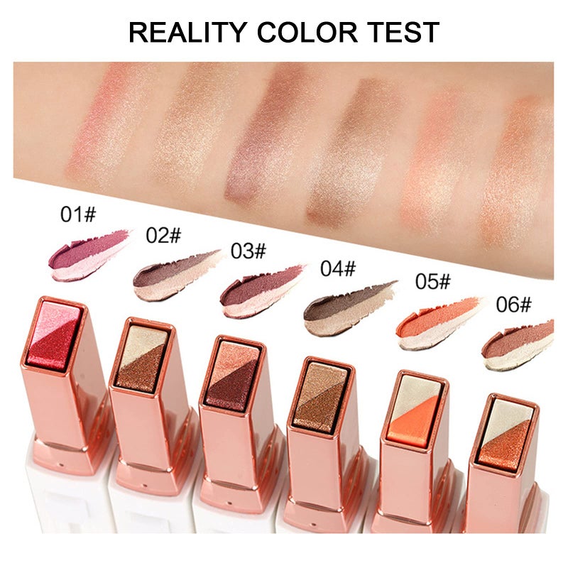 LOKFAR 12 Colors Glitter Eye-shadow Stick Set, Two-Tone Shimmer Gradient Eyeshadow Stick Double Colors Eyeshadow Stick Waterproof Glitter Eye Stick Eyeshadow Pen for Women Eye Makeup (6 Pcs) - Image 3