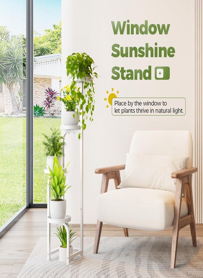 Bamworld Corner Plant Stand Indoor Outdoor, Tall Metal Flower Pot Stands for Multiple Plants, 4 Tier White Heavy Duty Plant Shelf for Patio Garden Balcony Living Room Bedroom(Patent Design) - Image 5