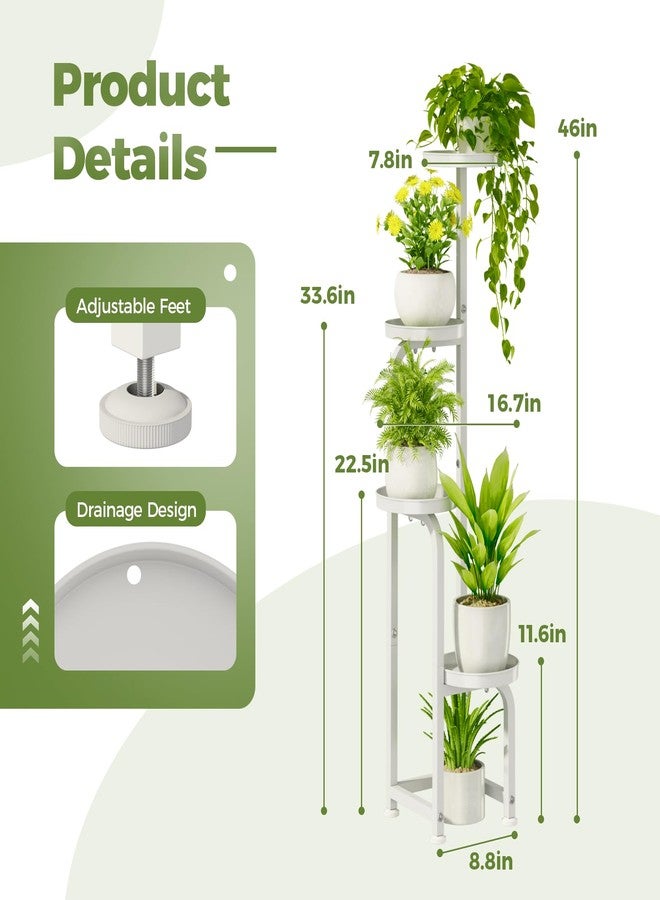 Bamworld Corner Plant Stand Indoor Outdoor, Tall Metal Flower Pot Stands for Multiple Plants, 4 Tier White Heavy Duty Plant Shelf for Patio Garden Balcony Living Room Bedroom(Patent Design) - Image 3