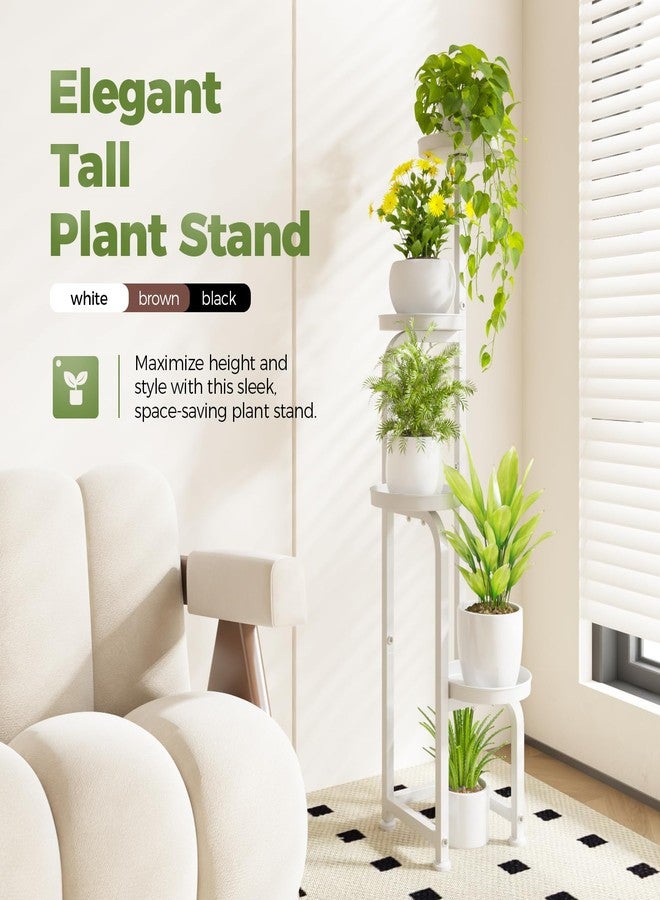 Bamworld Corner Plant Stand Indoor Outdoor, Tall Metal Flower Pot Stands for Multiple Plants, 4 Tier White Heavy Duty Plant Shelf for Patio Garden Balcony Living Room Bedroom(Patent Design) - Image 2