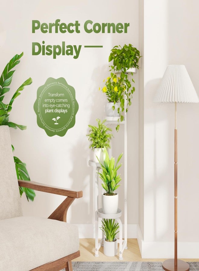Bamworld Corner Plant Stand Indoor Outdoor, Tall Metal Flower Pot Stands for Multiple Plants, 4 Tier White Heavy Duty Plant Shelf for Patio Garden Balcony Living Room Bedroom(Patent Design) - Image 4