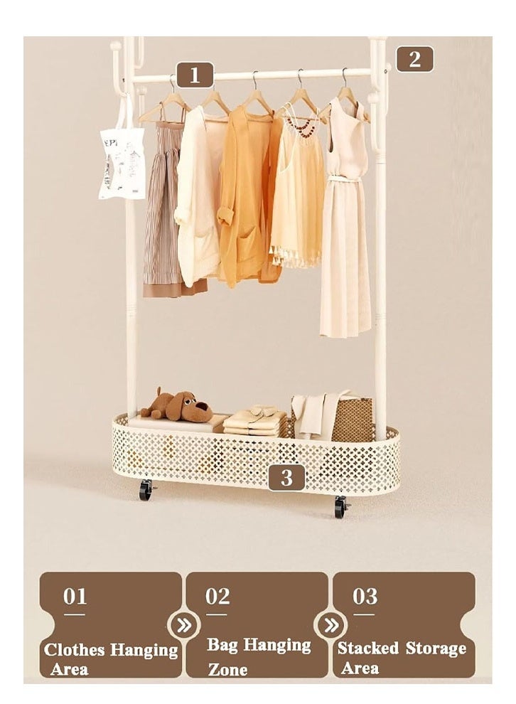 keke Clothes Drying  style Bedroom  clothes basket hanger for Home room coat rack storage White 100cm - Image 2