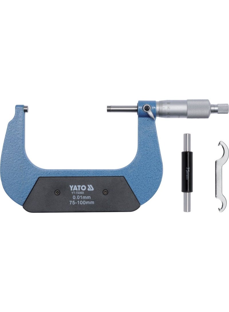 YATO Mechanical Micrometer 75-100mm in Plastic Case YT-72303