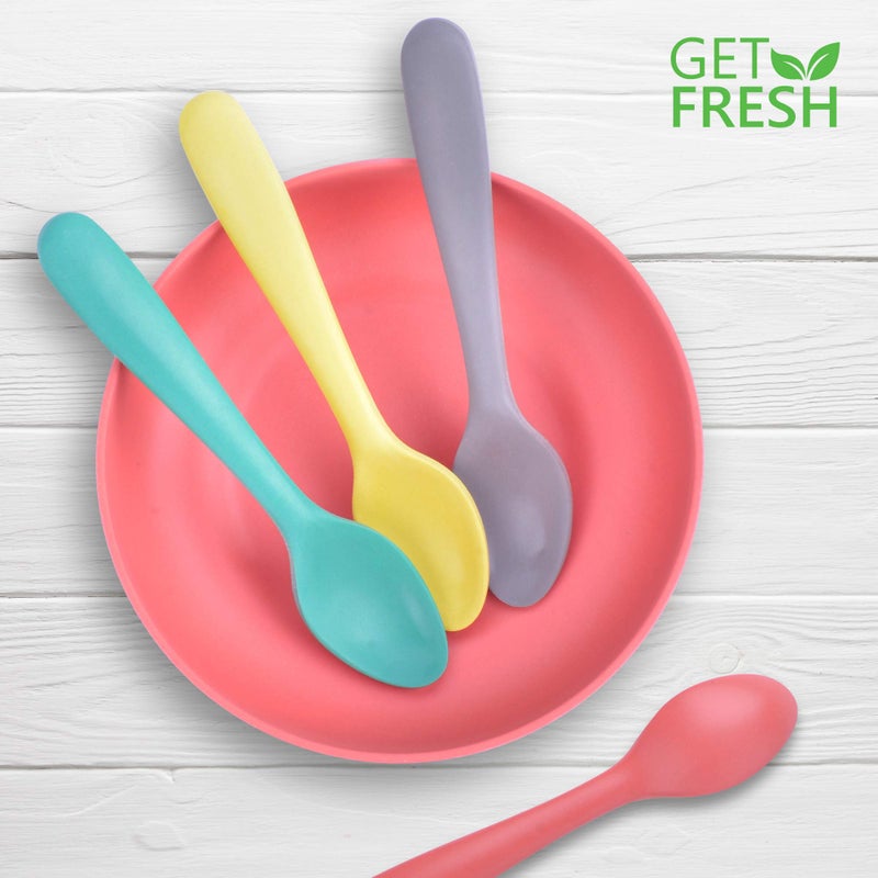GET FRESH Bamboo Kids Spoons Set - 4-Pack Colorful Cutlery for Everyday Use - Reusable Fiber Utensils for Daily Mealtime - Large Spoons for Toddlers and School Children - Image 5