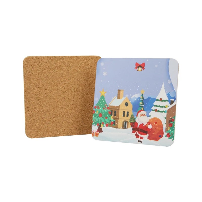 Y&D 4\ Square Wooden Coasters with Thick Cork Base – Durable Drink Coasters for Home Decor, Set of 4, Ideal Gift" - Image 5