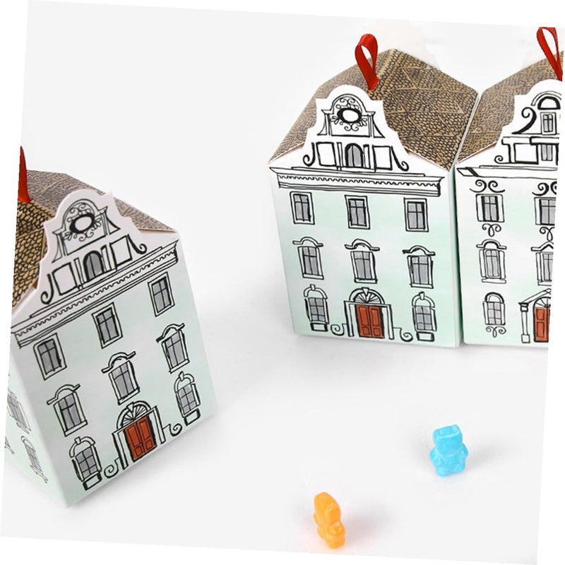 DIYEAH 50pcs Paper Wedding Candy Boxes House Shape Cookie Boxes Paper Gift for Wedding Party Favor Packaging - Image 5