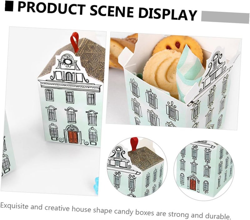 DIYEAH 50pcs Paper Wedding Candy Boxes House Shape Cookie Boxes Paper Gift for Wedding Party Favor Packaging - Image 3