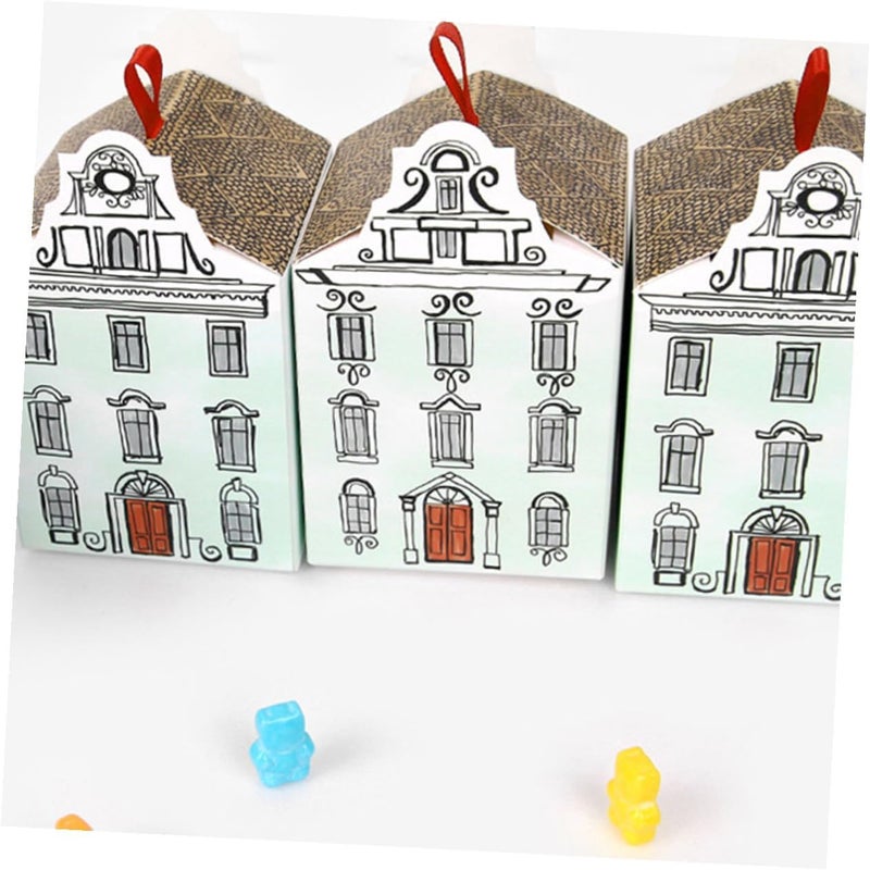 DIYEAH 50pcs Paper Wedding Candy Boxes House Shape Cookie Boxes Paper Gift for Wedding Party Favor Packaging - Image 4