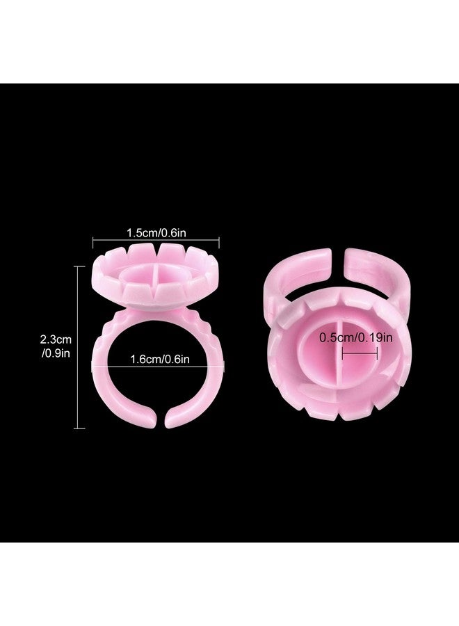 MEKK Glue Rings 100Pcs Glue Rings For Eyelash Extension Lash Extension Supplies Disposable Lash Extension Supplies Fanning Blossom Cups For Eyelash Extension(Pink)… - Image 2