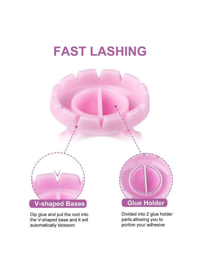 MEKK Glue Rings 100Pcs Glue Rings For Eyelash Extension Lash Extension Supplies Disposable Lash Extension Supplies Fanning Blossom Cups For Eyelash Extension(Pink)… - Image 3