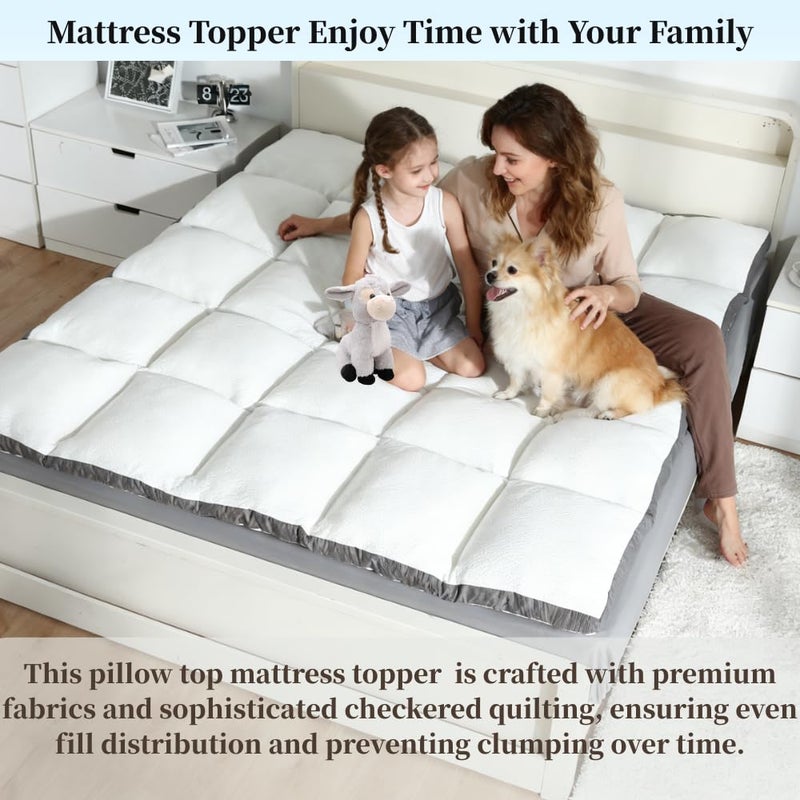 Rainmr Shredded Memory Foam Pillow Top Mattress Topper, 2000GSM Plush Bed Pad for Back Pain Relief, Soft Mattress Topper Twin Size - Image 3