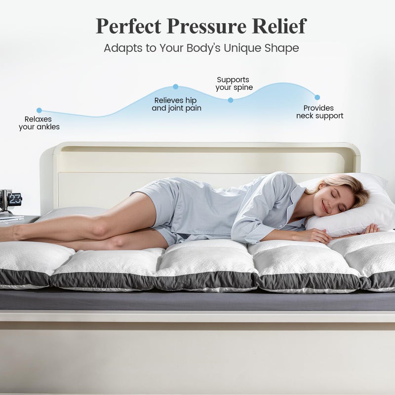 Rainmr Shredded Memory Foam Pillow Top Mattress Topper, 2000GSM Plush Bed Pad for Back Pain Relief, Soft Mattress Topper Twin Size - Image 4