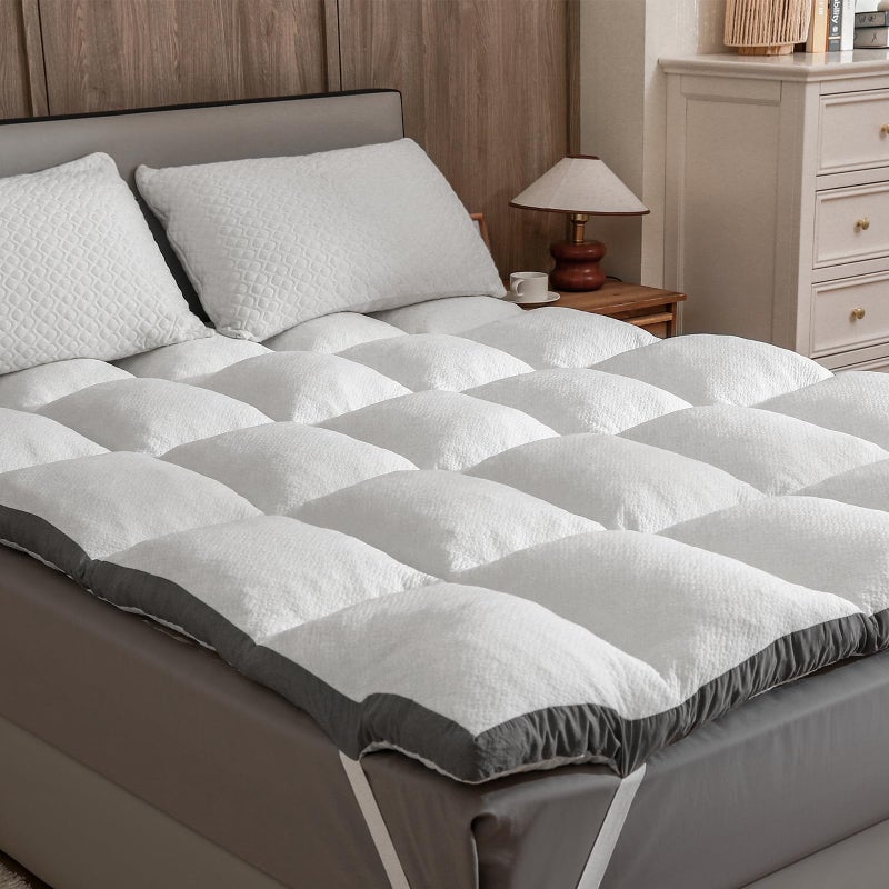 Rainmr Shredded Memory Foam Pillow Top Mattress Topper, 2000GSM Plush Bed Pad for Back Pain Relief, Soft Mattress Topper Twin Size - Image 1