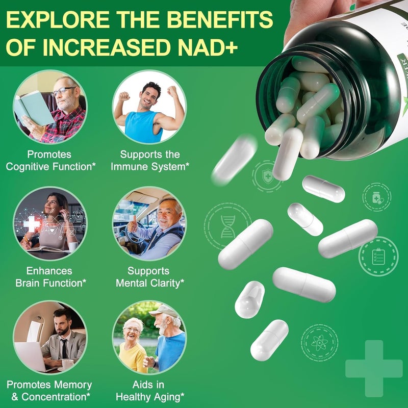 TKTALKER مكمل NAD 2000 ملغ 120 كبسولة - NAD الحقيقي - بديل ريسفيراترول NMN - NAD ليبوسومي للنساء والرجال - دعم صحة الخلايا والقدرة على التحمل - الشيخوخة الصحية - كبسولات فائقة القوة - Image 4
