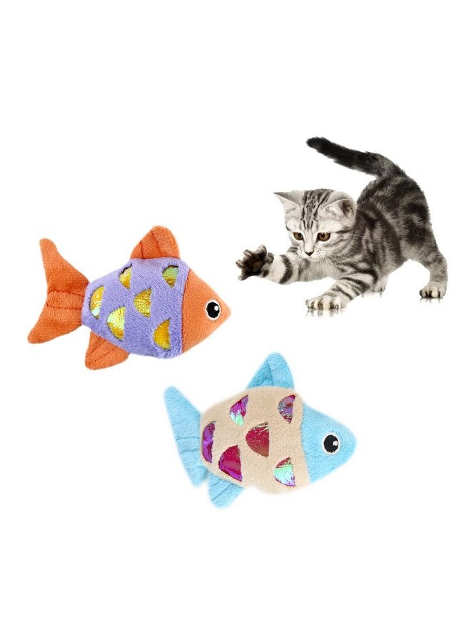 Andiker Andiker Cat Catnip Toys, 2pcs Small Cat Fish Toys with Crinkle Shine Ring Paper to Make Sound to Catch Your Cats Eyes and for Your Cats to Chew and Catch Interactive Cat Toys for Indoor Cat (2pc)  - Image 1