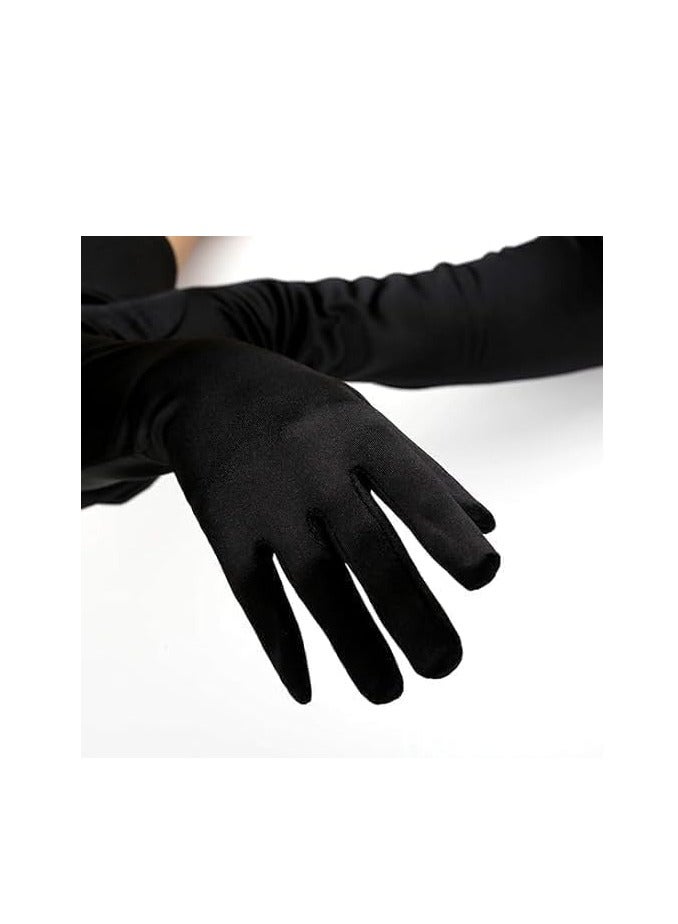 سجن سفما 21 بوصة طويلة الكوع القفازات صقيل مرونة 1920s أوبرا قفازات الرقص مساء القفازات للفتيات ( أسود ) - Image 5