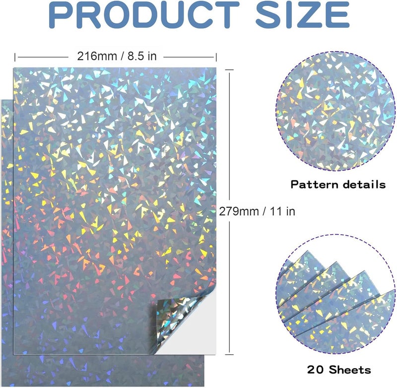 True-Ally 20 Holographic Vinyl Sticker for Inkjet Printer (Pearl White) Self Adhesive, Waterproof, Dries Quickly, Tear Resistant DIY Sticker Printing Art (A4-20 sheets) (Dimonds) - Image 2
