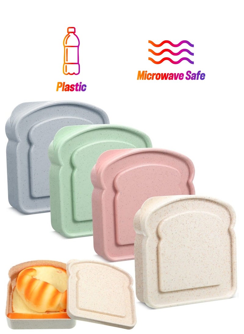 Generic - 4Pcs Sandwich Containers, Portable Sandwich Box for Lunch Boxes, Reusable Sandwich Container for Kids, Microwave/Freezer/Dishwasher Safe - Image 1
