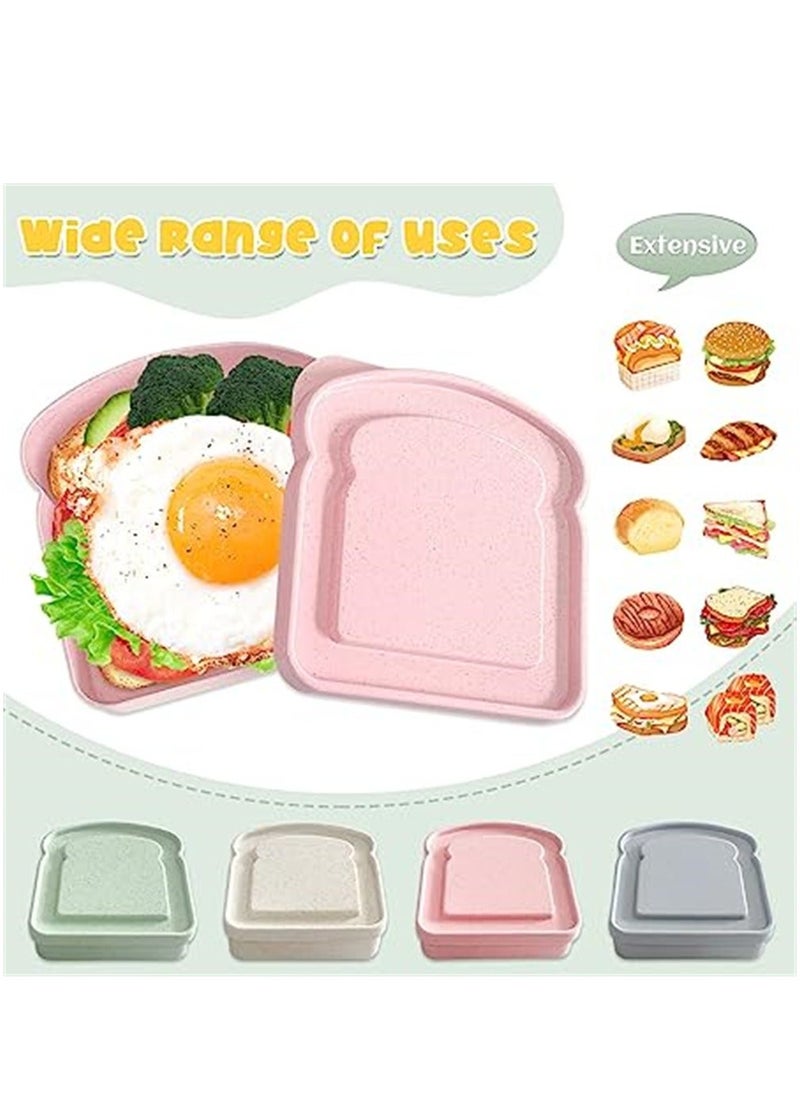 Generic - 4Pcs Sandwich Containers, Portable Sandwich Box for Lunch Boxes, Reusable Sandwich Container for Kids, Microwave/Freezer/Dishwasher Safe - Image 1