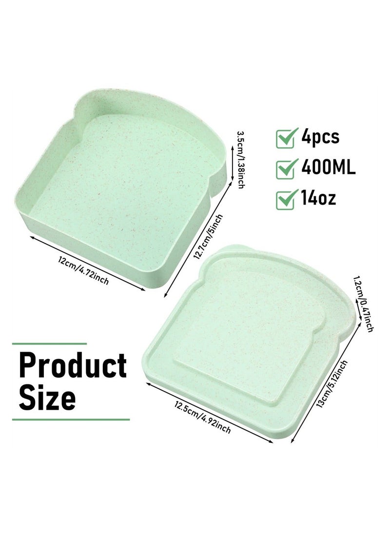 Generic - 4Pcs Sandwich Containers, Portable Sandwich Box for Lunch Boxes, Reusable Sandwich Container for Kids, Microwave/Freezer/Dishwasher Safe - Image 1