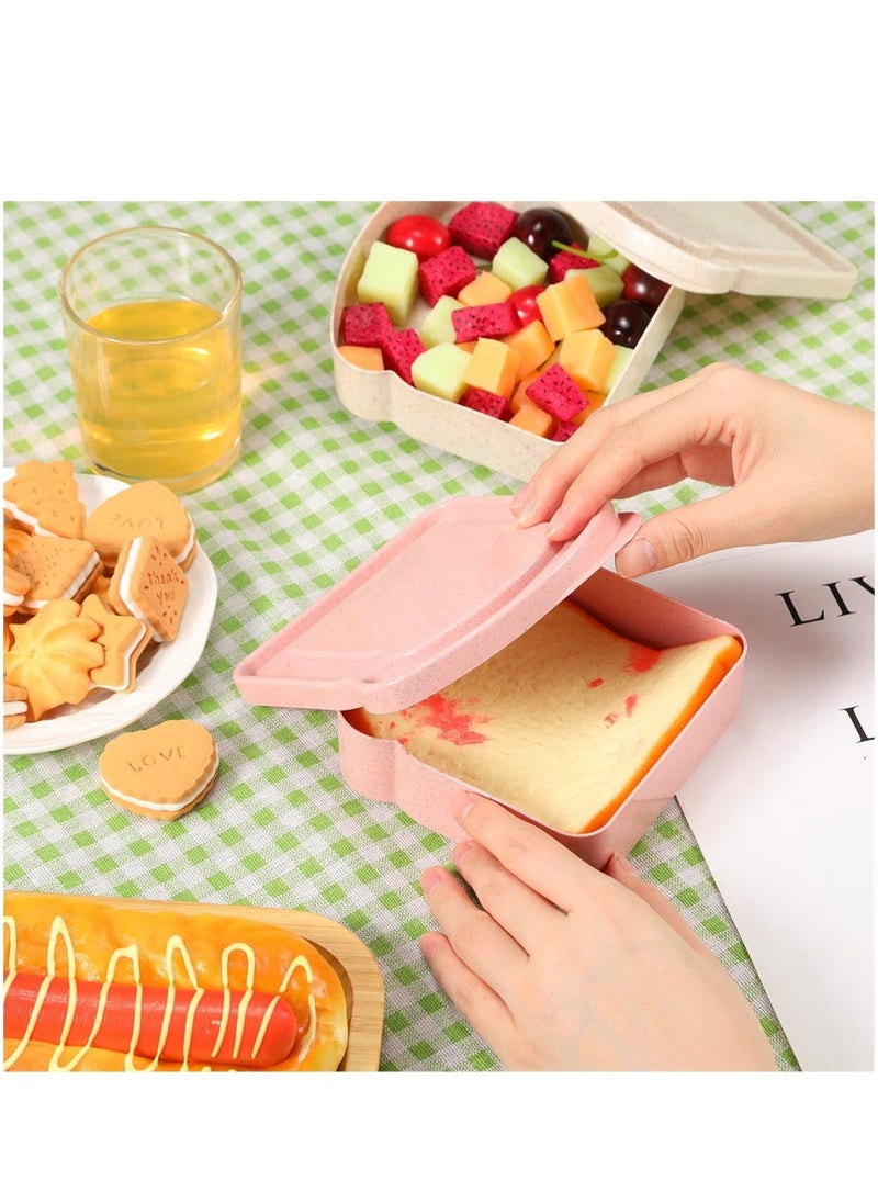 Generic - 4Pcs Sandwich Containers, Portable Sandwich Box for Lunch Boxes, Reusable Sandwich Container for Kids, Microwave/Freezer/Dishwasher Safe - Image 1