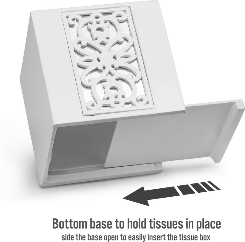 Creative Scents Mirror Janette White Tissue Box Cover Square - Decorative Square Tissue Box Holder for Bathroom with Durable Bottom Slider - Beautiful Mirrored Tissue Holder for Bathroom - Image 3