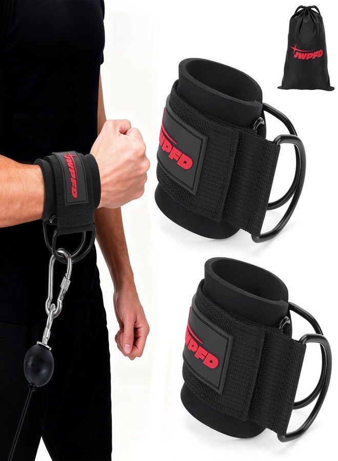 JWPFD Wrist Straps for Cable Machines Wrist Cuffs for Men Woman Neoprene Padded Straps for Gym Strength Training Equipment (Black, M) - Image 1