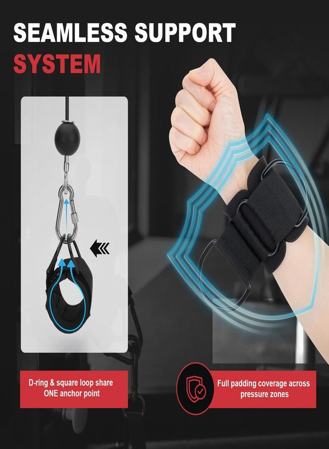 JWPFD Wrist Straps for Cable Machines Wrist Cuffs for Men Woman Neoprene Padded Straps for Gym Strength Training Equipment (Black, M) - Image 2