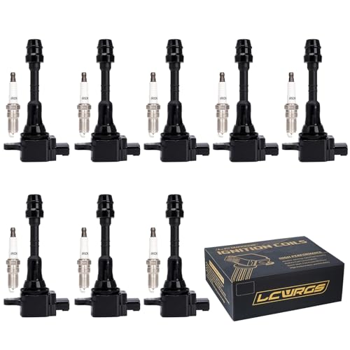 LCWRGS مجموعة من 8 حزم لفائف الإشعال وشمعات الإشعال تناسب 2004 2005 2006 2007 نيسان تيتان أرمادا إنفينيتي QX56 5.6 V8 بديل# UF510 C1483 - Image 1