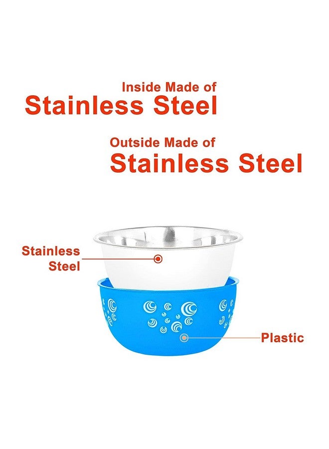 Zaib Microwave Safe Stainless Steel Food Storage Container with Lid | Euro Mixing Bowl Set for Kitchen | 500ml, 800ml, 1250ml, 2000 ml | Reheatable, Leak-Proof, BPA-Free (4 Blue Spiral) - Image 4