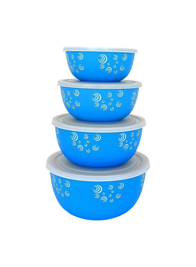 Zaib Microwave Safe Stainless Steel Food Storage Container with Lid | Euro Mixing Bowl Set for Kitchen | 500ml, 800ml, 1250ml, 2000 ml | Reheatable, Leak-Proof, BPA-Free (4 Blue Spiral) - Image 1