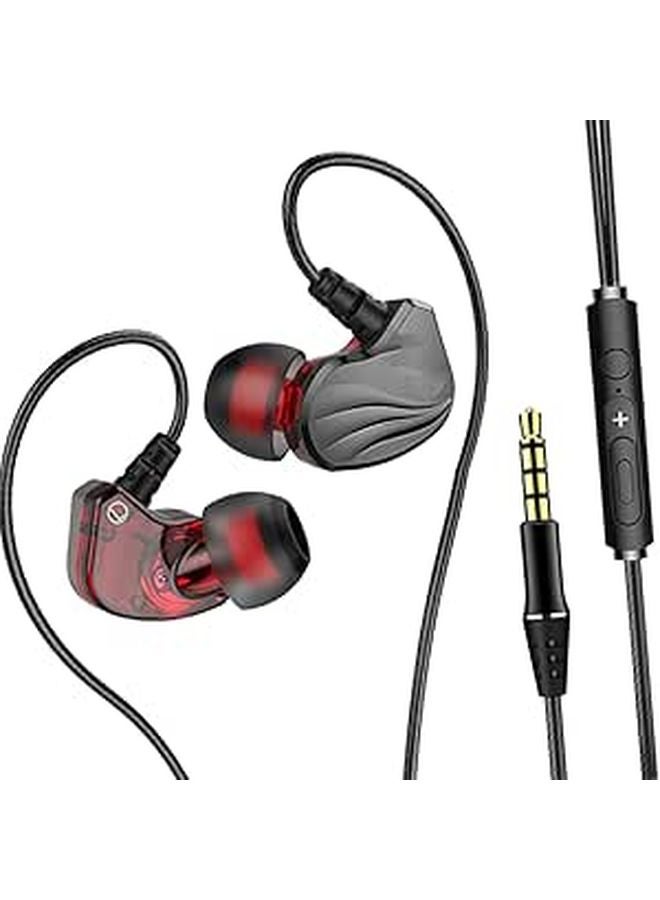 Wired In Ear Earphones with Subwoofer Bass Microphone for Phone Tablet 3 5mm Jack Grey Sport Headset Running Gaming - Image 1